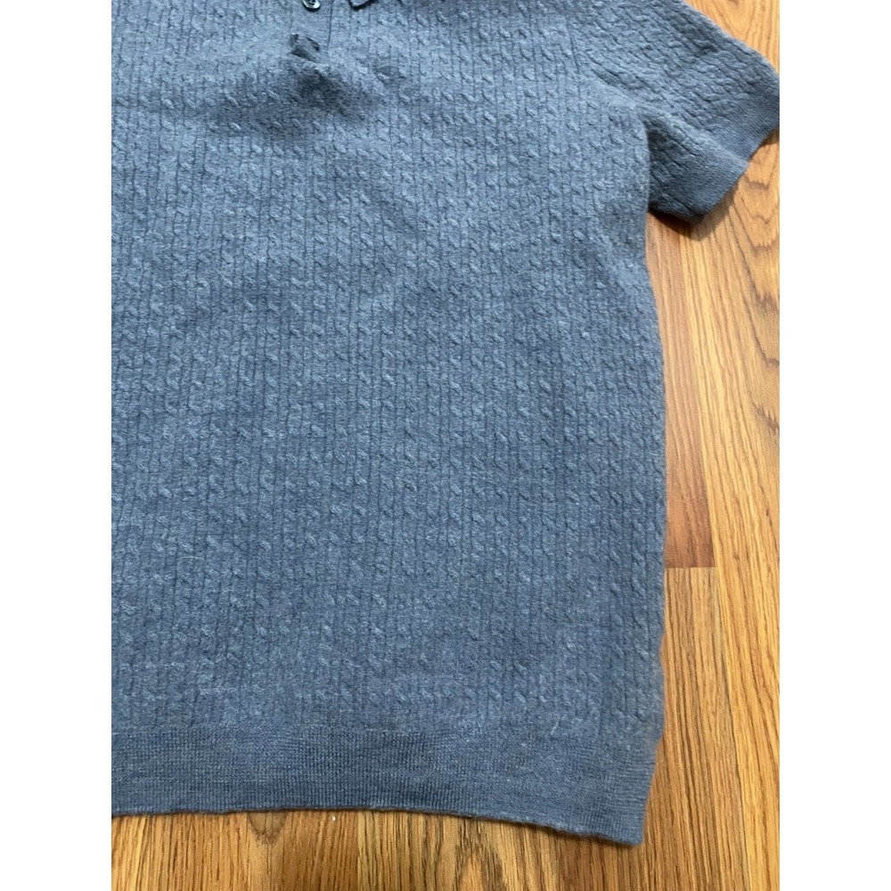 Grayson & Dunn Polo Mens Small Merino Wool Textured Knit Blue Slim Fit - Picture 5 of 9